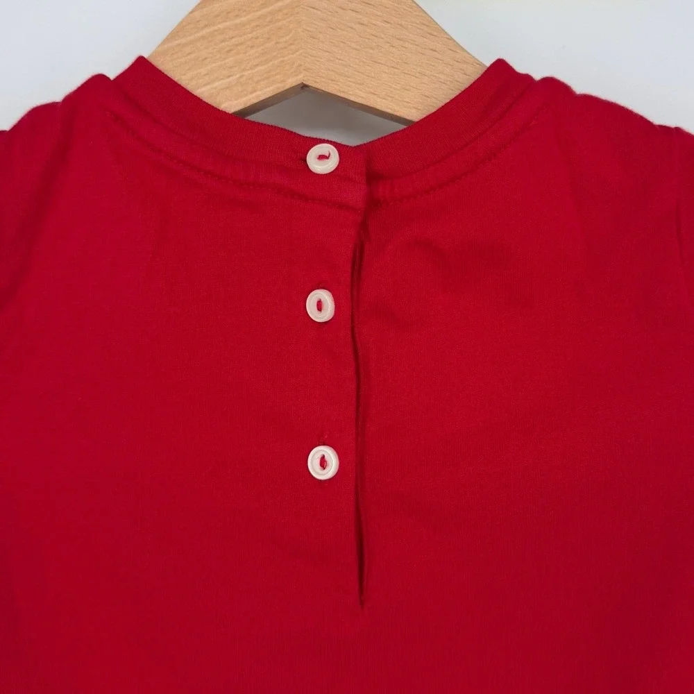 Ralph Lauren Girl's Red Polo Bear Short Sleeve Shirt Top Sz 12 Months Baby